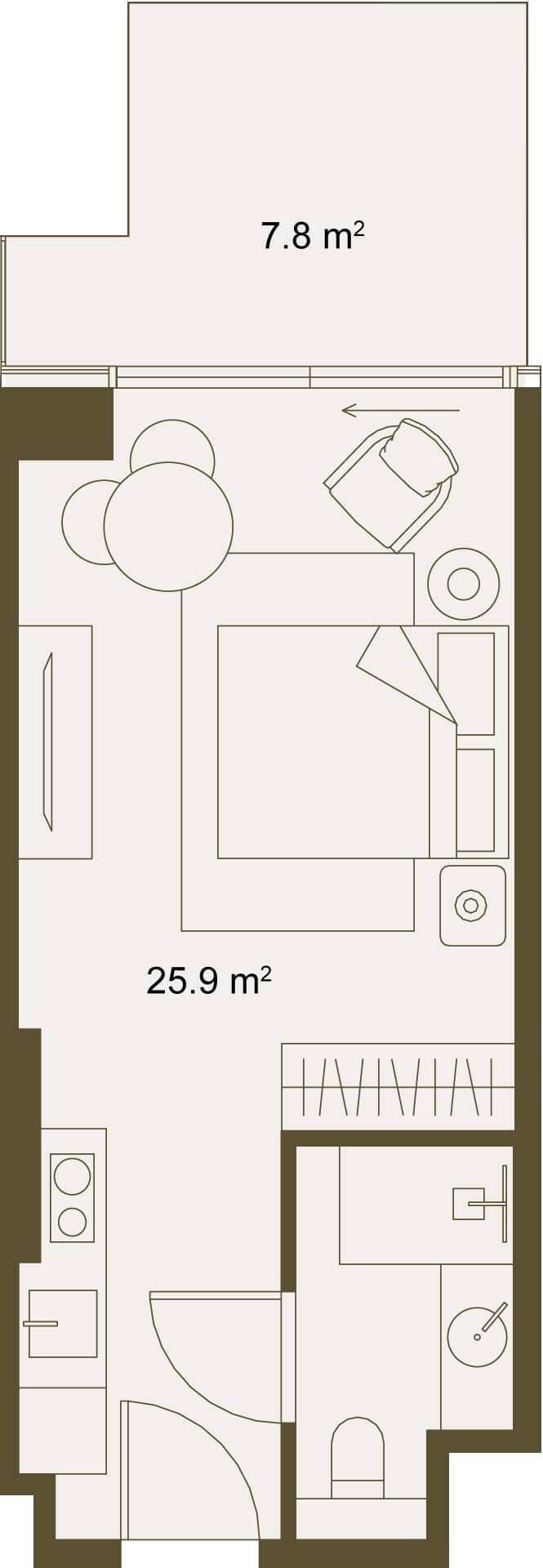 Studio, 33.8 m²