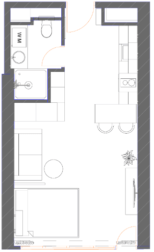 1-room, 34.9 m², Floor 31