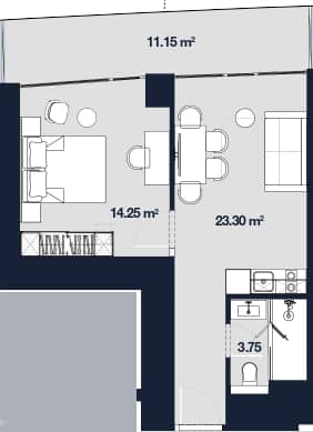 {{roomApartmentOrStudio}}, 52.45 მ², 50 სართული, Alliance Centropolis ბათუმში