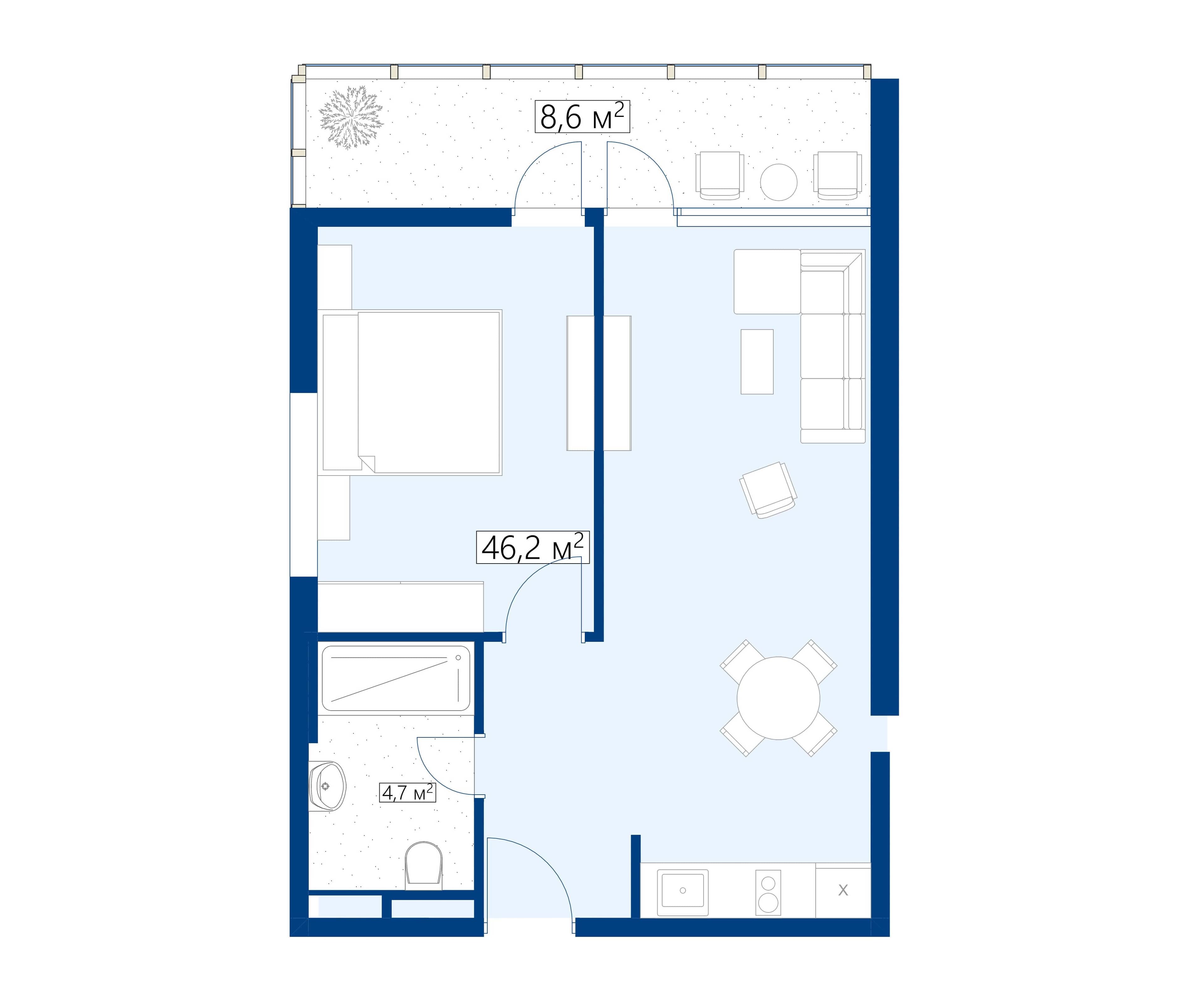 {{roomApartmentOrStudio}}, 54.8 მ², 35 სართული, Calligraphy Towers ბათუმში