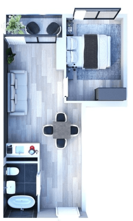 2-room, 46.3 m², Floor 14