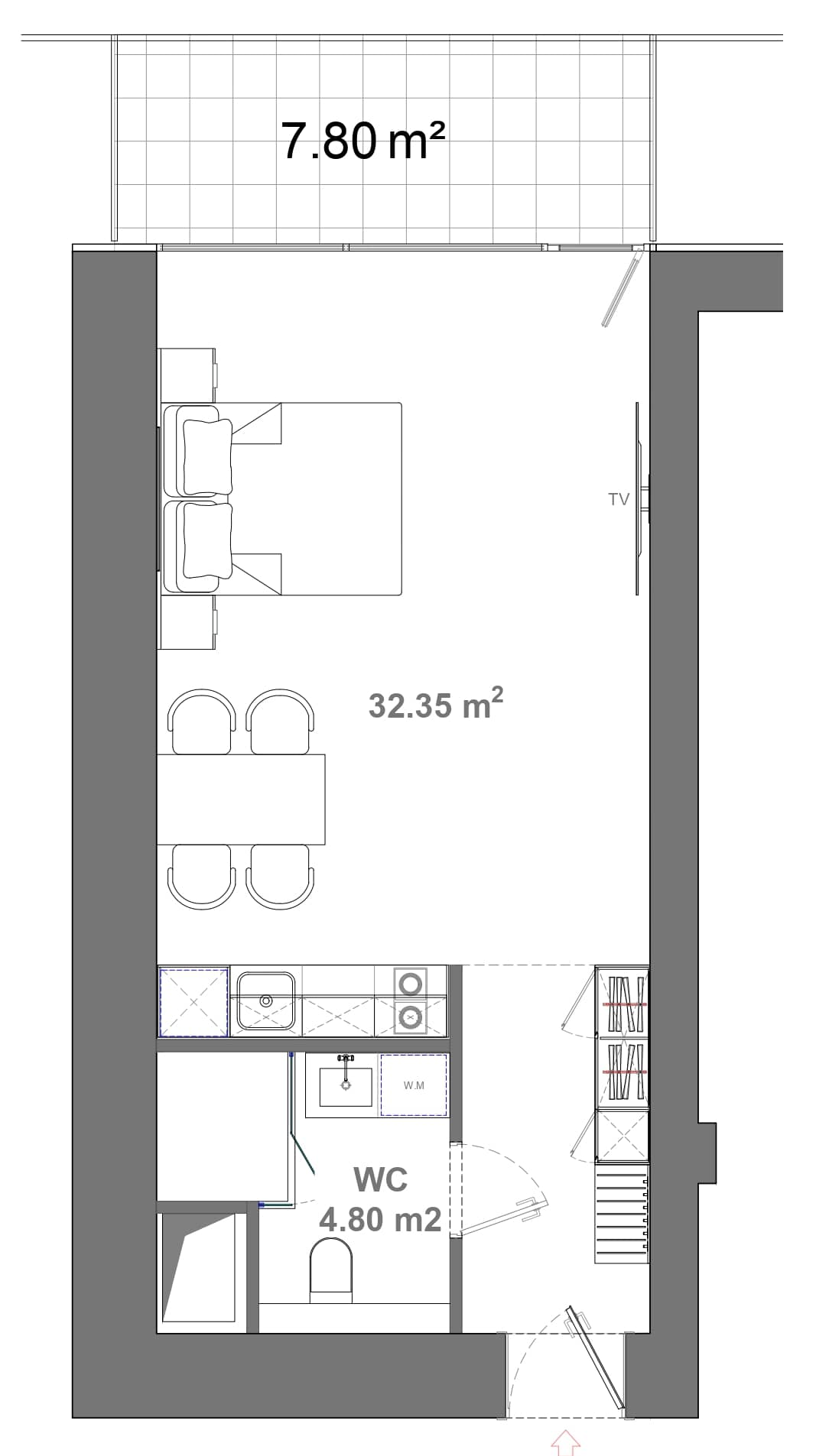 {{roomApartmentOrStudio}}, 44.95 m², 20 floor, Ambassadori Island in Batumi