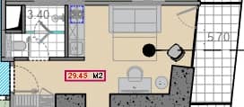 Studio, 29.4 m², of 16