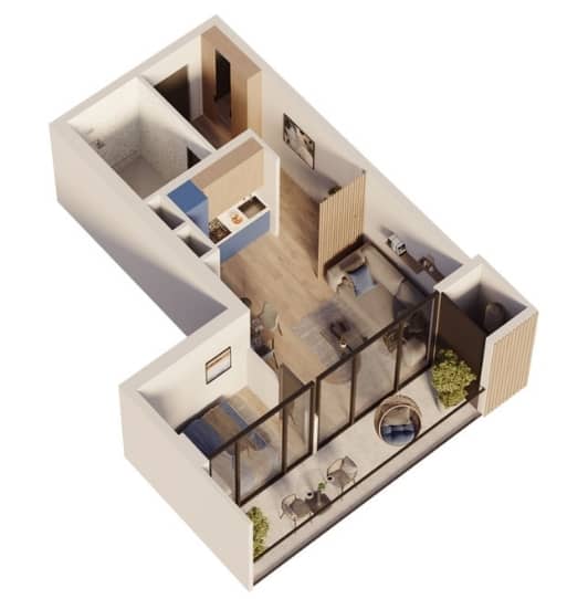 {{roomApartmentOrStudio}}, 48.7 მ², 9 სართული, Sea Hills ბათუმში