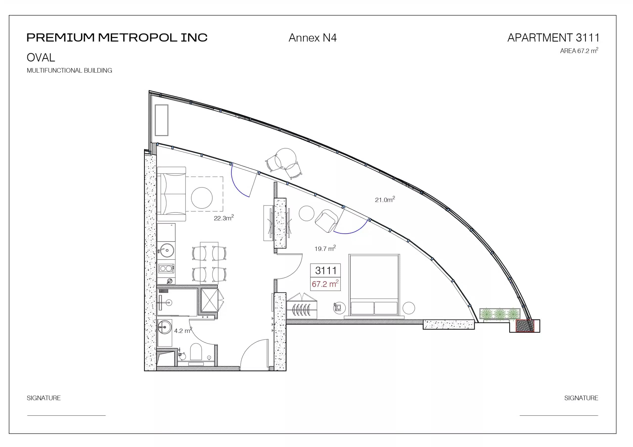 1-room, 67.2 m²