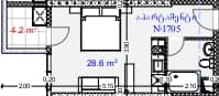 {{roomApartmentOrStudio}}, 32.8 მ², 17 სართული, Aquapark Residence ბათუმში
