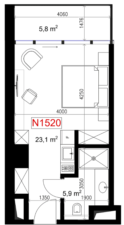 {{roomApartmentOrStudio}}, 34.8 м², 15 этаж в ЖК "Next Address"