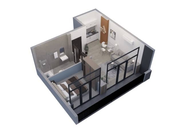{{roomApartmentOrStudio}}, 48.6 მ², 9 სართული, Comfort House ბათუმში