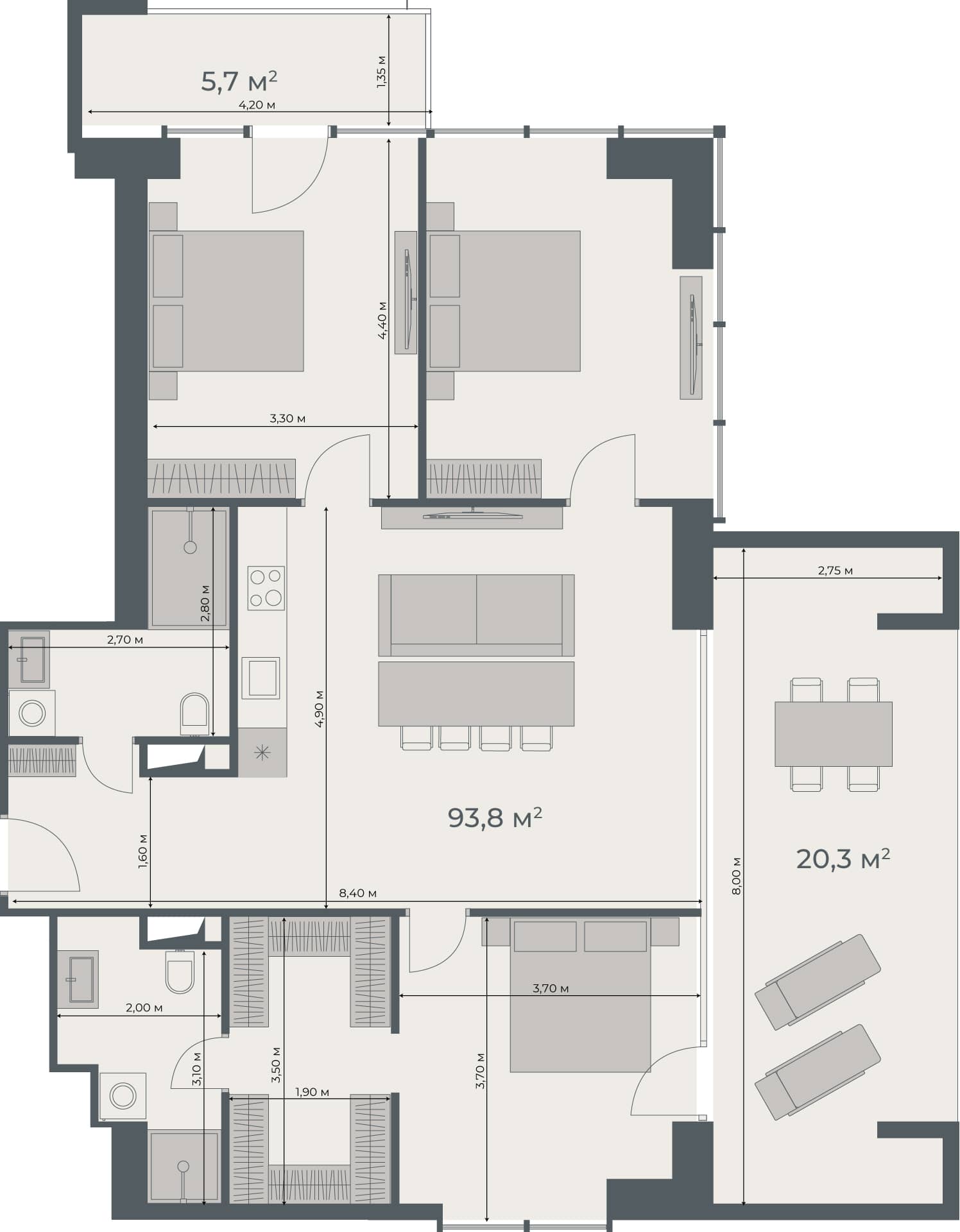 {{roomApartmentOrStudio}}, 119.8 მ², 25 სართული, One ბათუმში