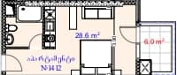 {{roomApartmentOrStudio}}, 34.6 m², 14 floor, Aquapark Residence in Batumi