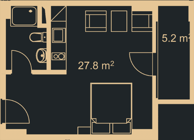 {{roomApartmentOrStudio}}, 34 მ², 7 სართული, Green Side Gonio ბათუმში