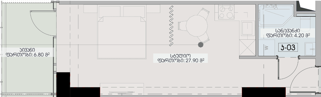 Студия, 38.9 м², этаж 31