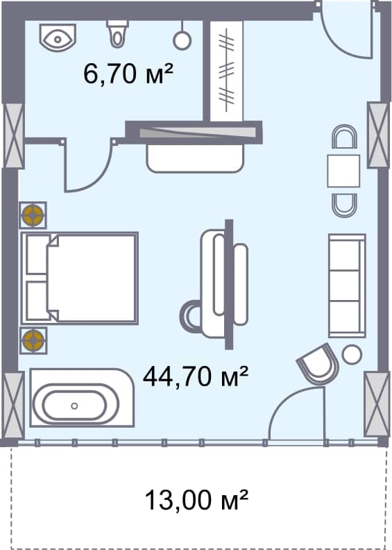 Студия, 64.4 м², этаж 10