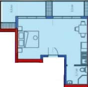 Студия, 45.1 м², этаж 12