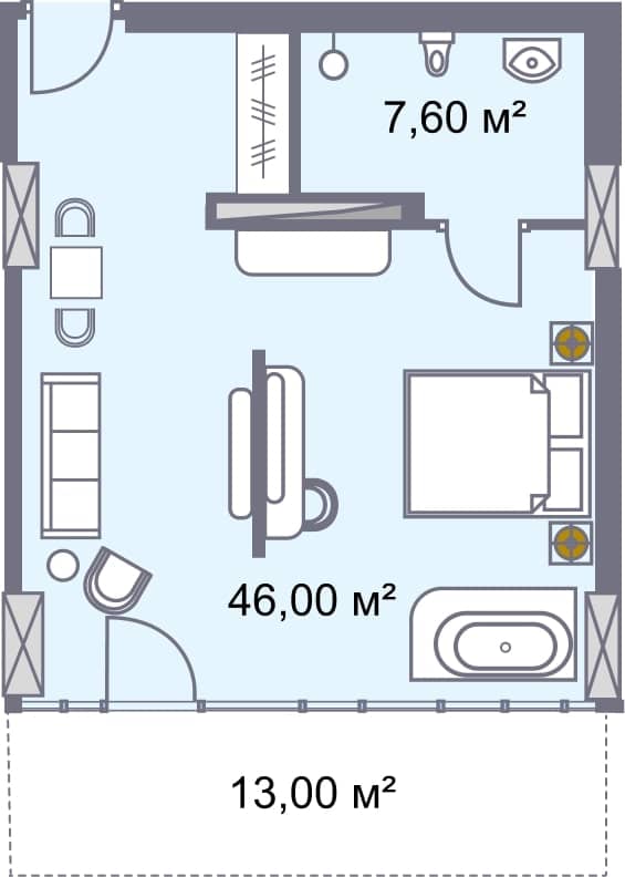 Studio, 66.6 m², Floor 10