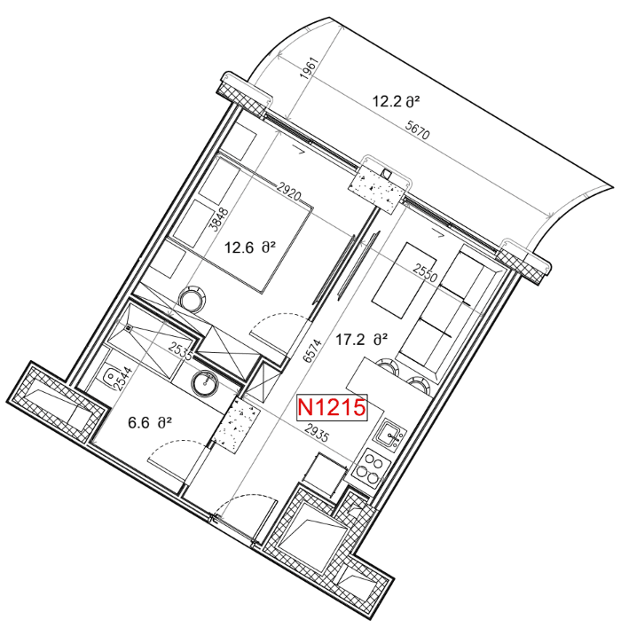 1-комн, 48.6 м²