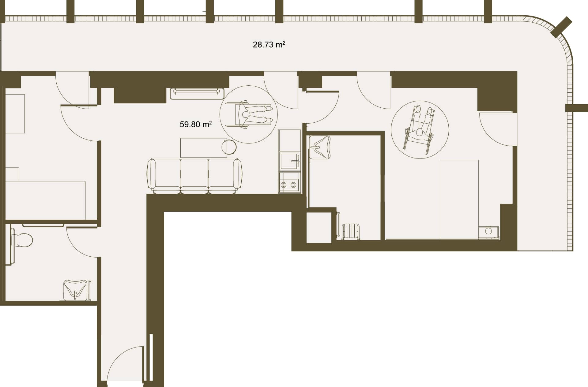 شقة بغرفة نوم واحدة، 88.53 م²، الطابق 11 في مشروع "Radisson Residences"