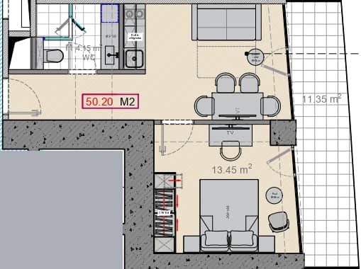 {{roomApartmentOrStudio}}, 50.2 მ², 47 სართული, Alliance Centropolis ბათუმში