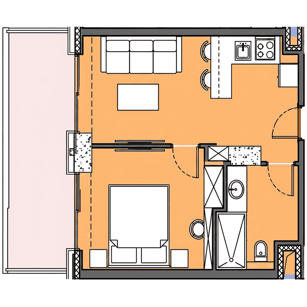 1-комн, 50.2 м²