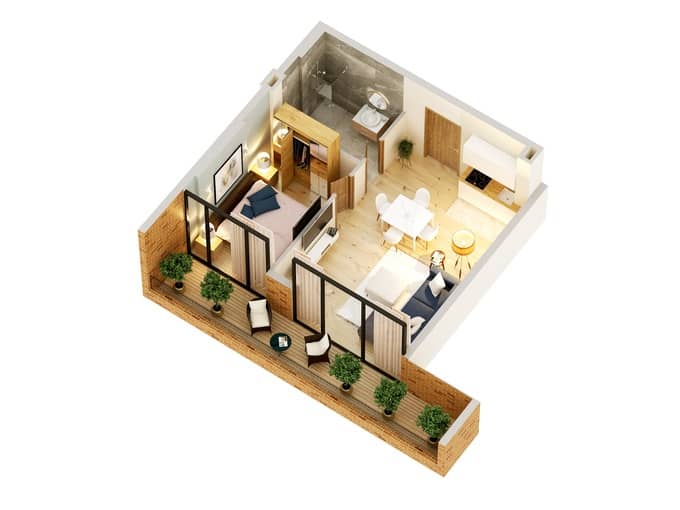{{roomApartmentOrStudio}}, 49.6 მ², 12 სართული, Boulevard Residence ბათუმში