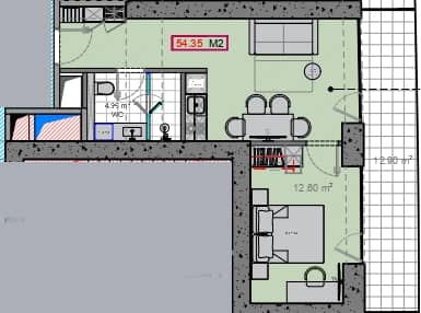 {{roomApartmentOrStudio}}, 54.35 მ², 43 სართული, Alliance Centropolis ბათუმში