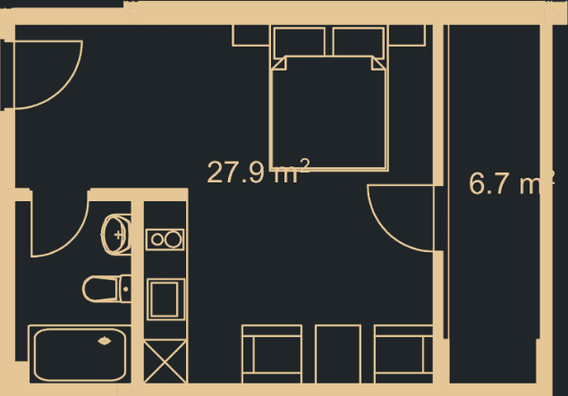 {{roomApartmentOrStudio}}, 34.6 м², 9 этаж в ЖК "Green Side Gonio"