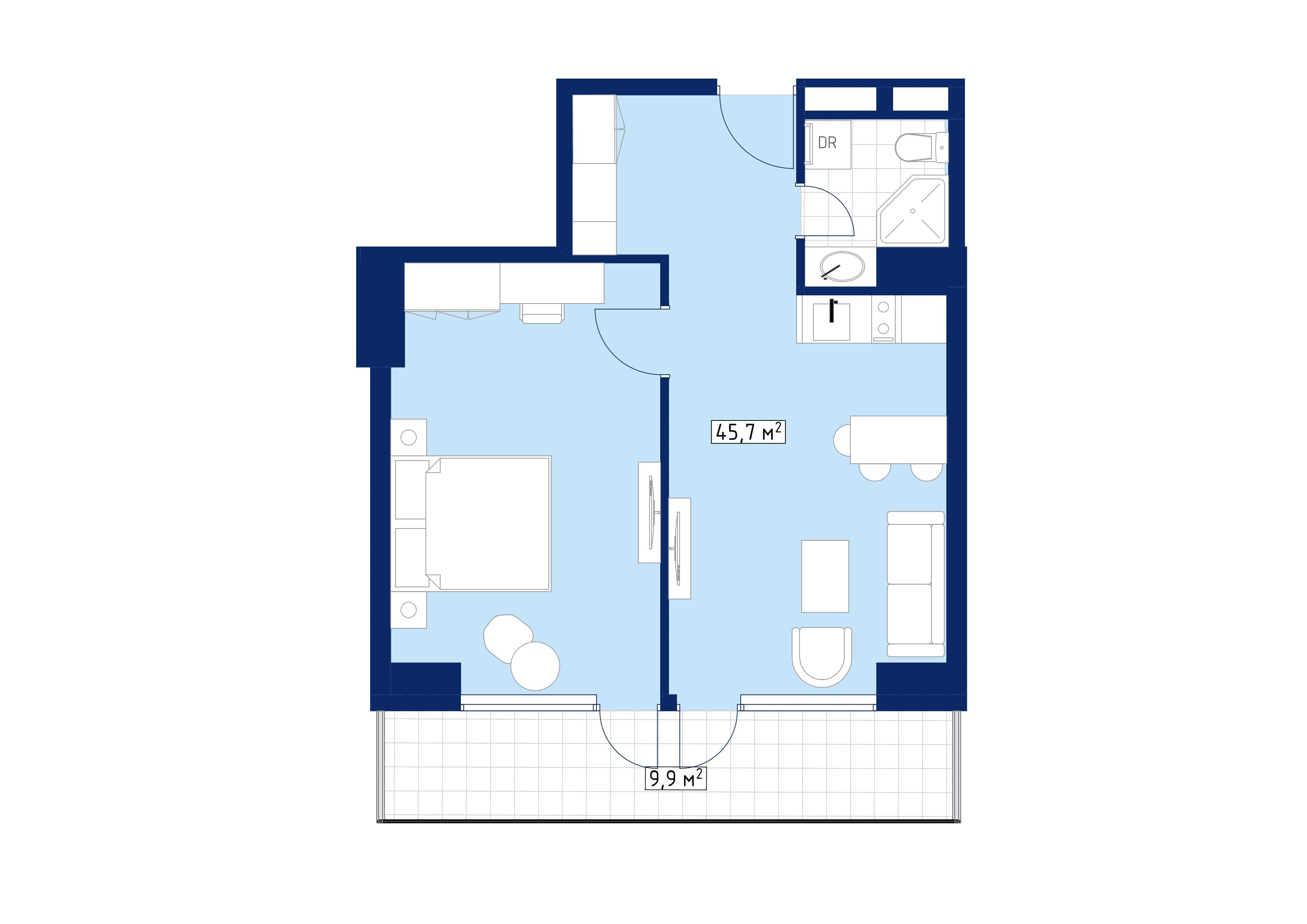 {{roomApartmentOrStudio}}, 56.2 m², 37 floor, Calligraphy Towers in Batumi