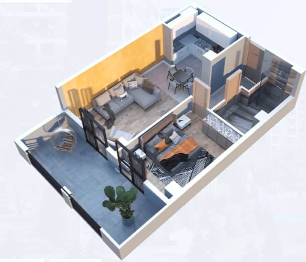 2-комн, 62.4 м²