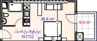 {{roomApartmentOrStudio}}, 34.6 მ², 17 სართული, Aquapark Residence ბათუმში