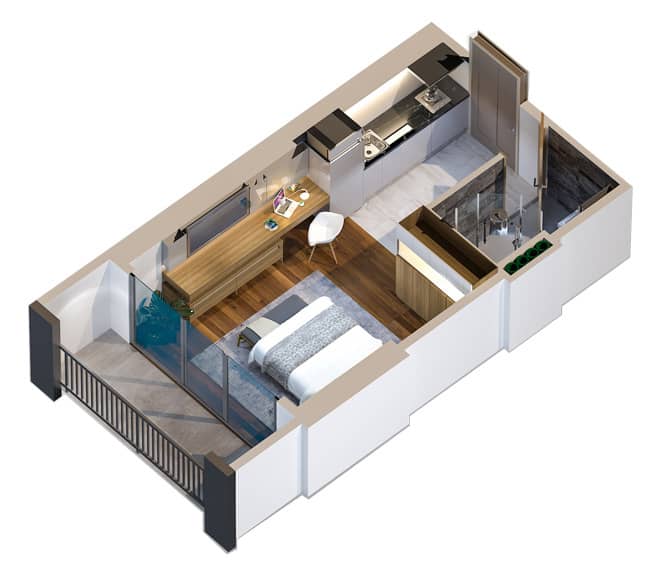 {{roomApartmentOrStudio}}, 29.9 მ², 21 სართული, LemonGarden Residence & Spa ბათუმში