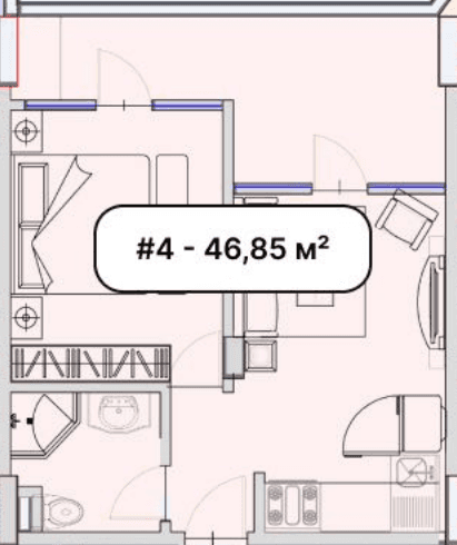 1-room, 46.9 m²