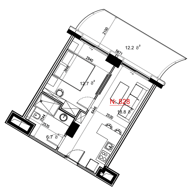 1-комн, 50.4 м²