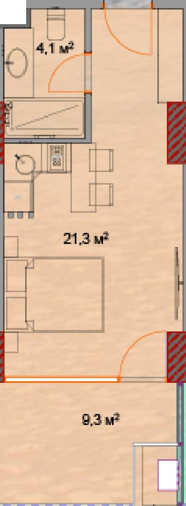 Студия, 35.4 м², этаж 11