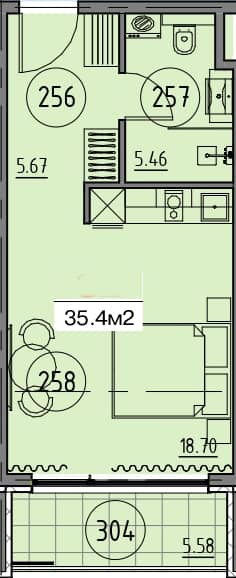 {{roomApartmentOrStudio}}, 35.4 м², 5 этаж в ЖК "Гранд Ботанико Резиденс"
