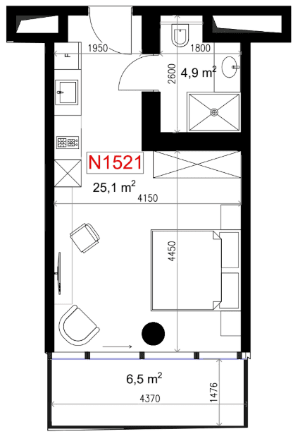 {{roomApartmentOrStudio}}, 36.5 მ², 15 სართული, Next Address ბათუმში