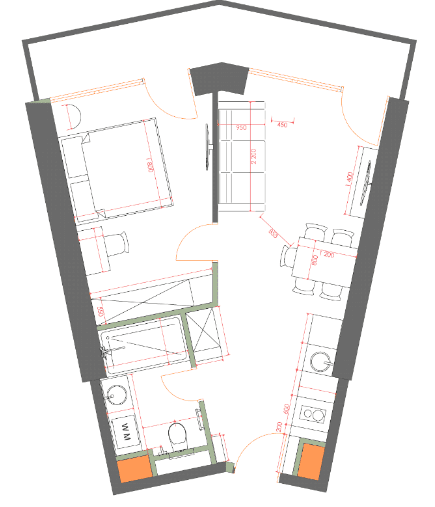 {{roomApartmentOrStudio}}, 49.63 მ², 14 სართული, 7th Heaven Residence ბათუმში