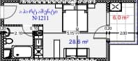 {{roomApartmentOrStudio}}, 34.6 м², 12 этаж в ЖК "Aquapark Residence"