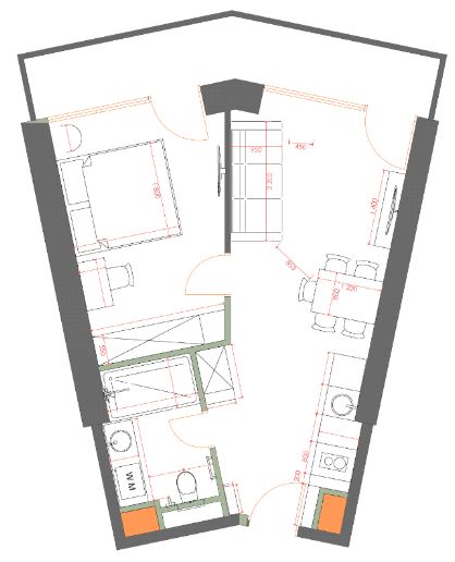 {{roomApartmentOrStudio}}, 49.63 მ², 13 სართული, 7th Heaven Residence ბათუმში
