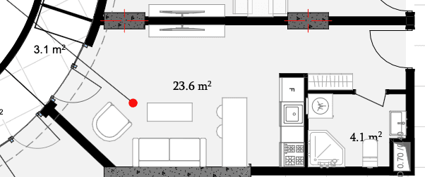 Студия, 30.8 м²