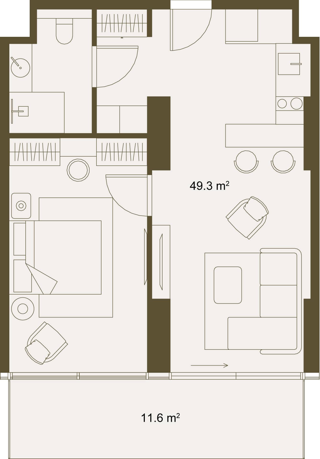 {{roomApartmentOrStudio}}, 60.9 მ², 5 სართული, NEXT GARDENS ბათუმში