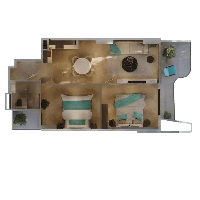 2-room, 68.3 m²