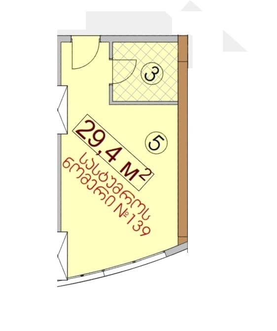 სტუდიო, 29.4 მ², სართული 19