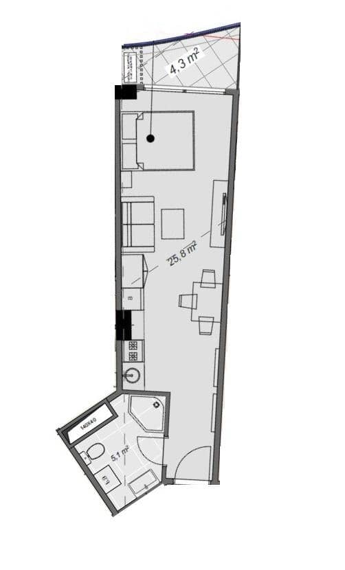 Студия, 35.2 м², этаж 3