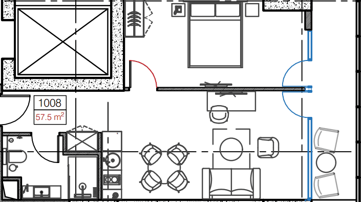1-room, 57.5 m², Floor 10