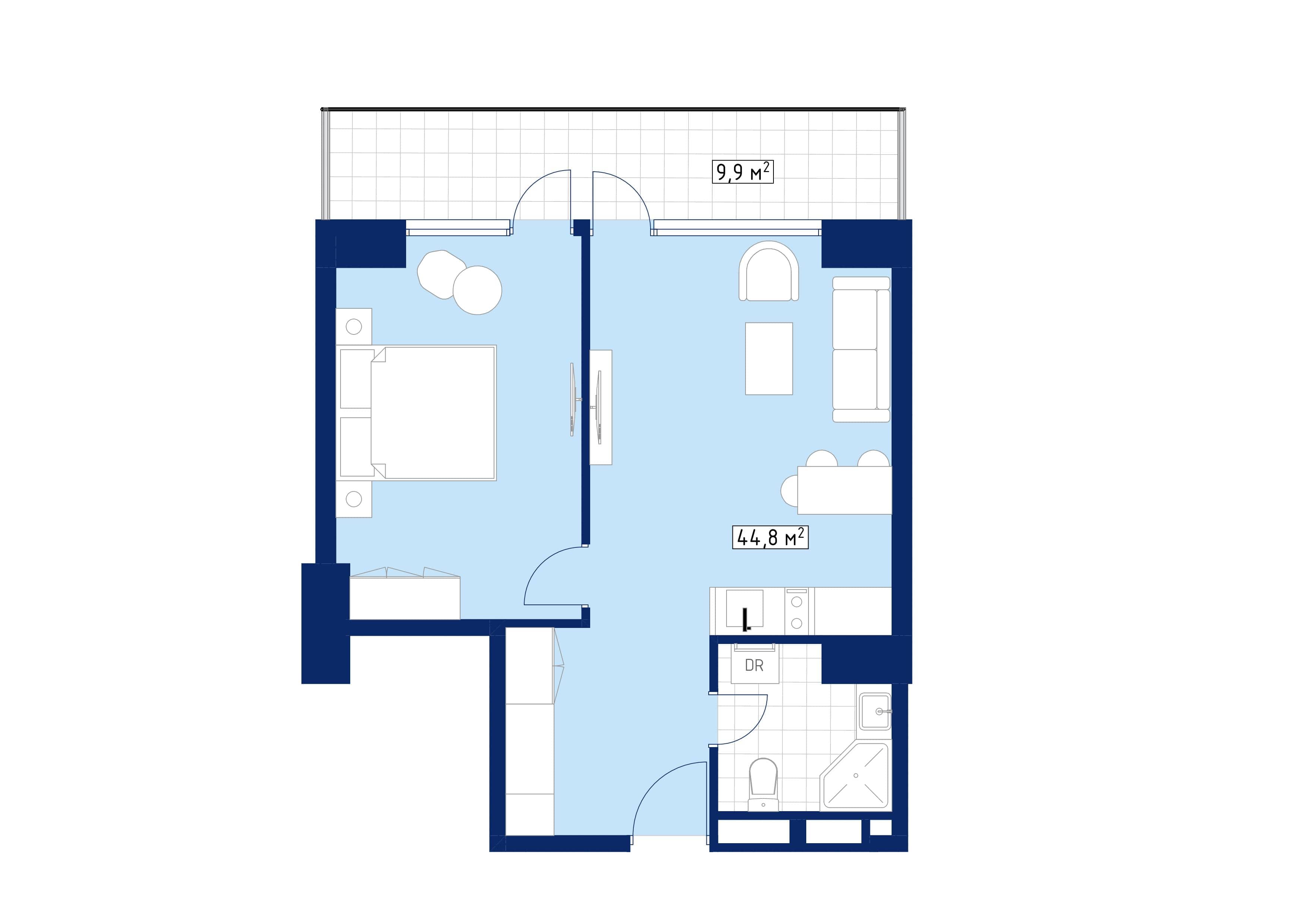 {{roomApartmentOrStudio}}, 55.3 м², 35 этаж в ЖК "Calligraphy Towers"