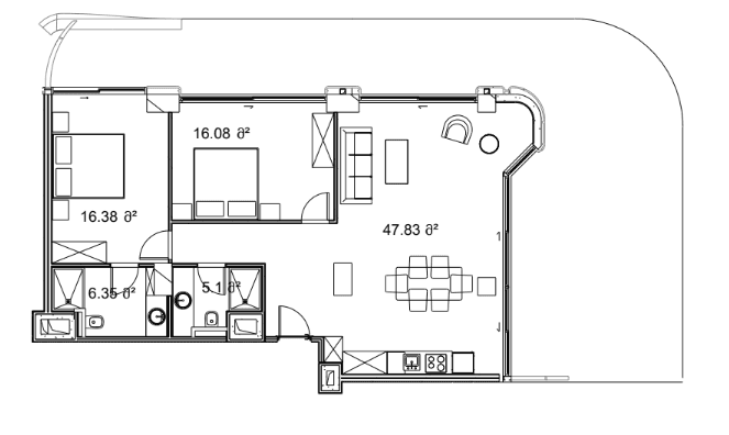 2-комн, 162.5 м², этаж 3