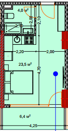 Studio, 35 m², Floor 4