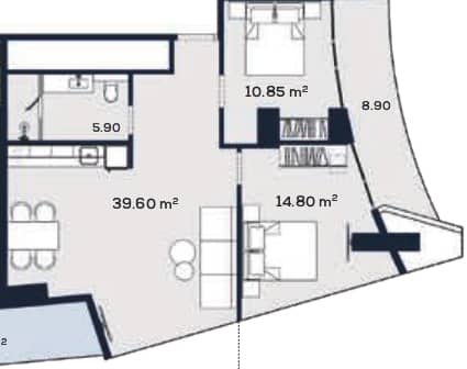 {{roomApartmentOrStudio}}, 80.05 მ², 49 სართული, Alliance Centropolis ბათუმში