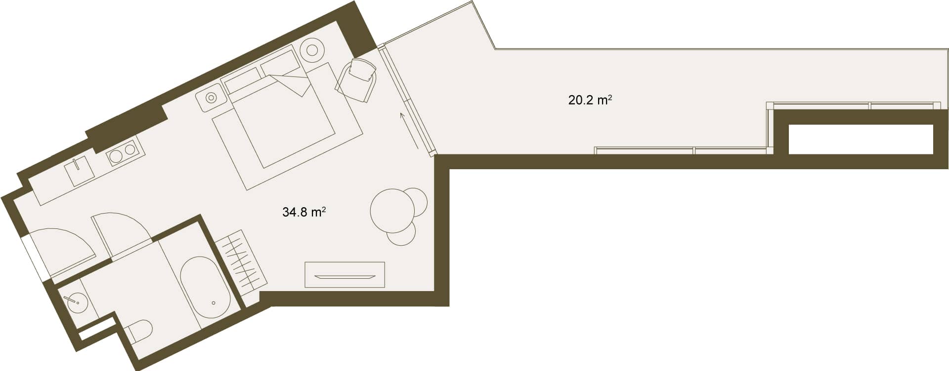 Studio, 52.9 m²