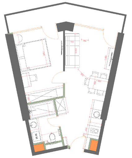 1-room, 49.6 m², Floor 40